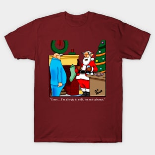 Funny Christmas Santa Wine Cartoon T-Shirt